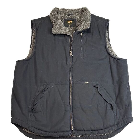 Lee Black Sherpa Canvas Vest XL - Picture 3 of 9